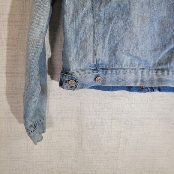 Paul Smith Italy Denim Jean Jacket Womens Large Cropped V Neck Light Wash Pocket - Picture 6 of 10